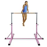 Matladin Gymnastics Bars, Junior Training Bar with Adjustable Height, Upgraded Kip Bars with Gymnasts 1-4 Levels for Kids (Single Bar)