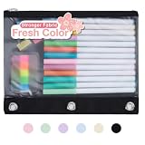 Forvencer Pencil Pouch for 3 Ring Binder, Large Capacity Binder Pencil Pouch with Smooth Zipper & 3 Reinforced Grommets, Pencil Case for Binder Clear Window to Organize School Office Supplies, Black