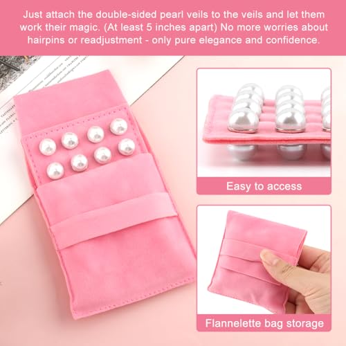 Jeyntanc 16 Pairs Pearl Veil Weights, Double-Sided Magnetic Bridal Veil Weights, Secures Long Veils for Outdoor Weddings - Thumbnail 5