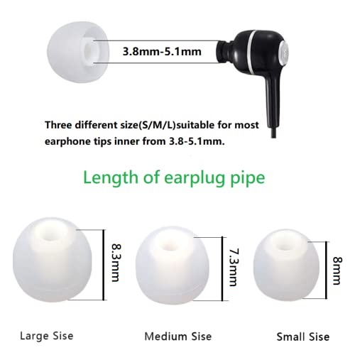 Image of Earbud Replacement Tips Silicone Earbud Tips Ear Bud Covers Fit Most in-Ear Earbuds(Inner Hole 3.8mm -5.1mm) Headphone Ear Tips 9 Pairs S M L
