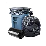 Plasticplace - W65LDBTL 64-65 Gallon Trash Can Liners for Toter │ 1.5 Mil │ Black Heavy Duty Garbage Bags │ 50” x 60” (50 Count)