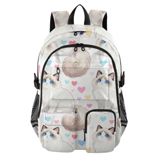Mochila para laptop de 17.5 pulgadas escolar juvenil con diseño de gato 1