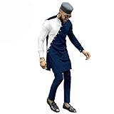 africa-pride Bazin Riche Men 3 Pieces Pants Sets African Men Clothes Casual Men Shirt Pants and Hat Sets Traditional Medium 14 11