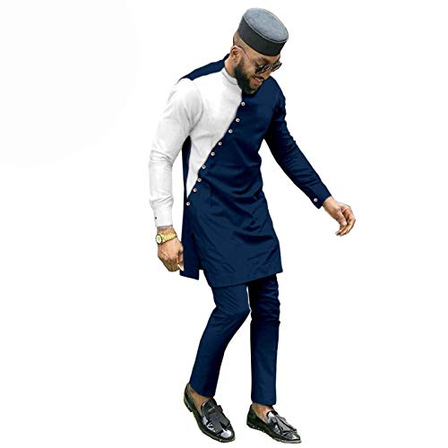 africa-pride Bazin Riche Men 3 Pieces Pants Sets African Men Clothes Casual Men Shirt Pants and Hat Sets Traditional Medium 14 11
