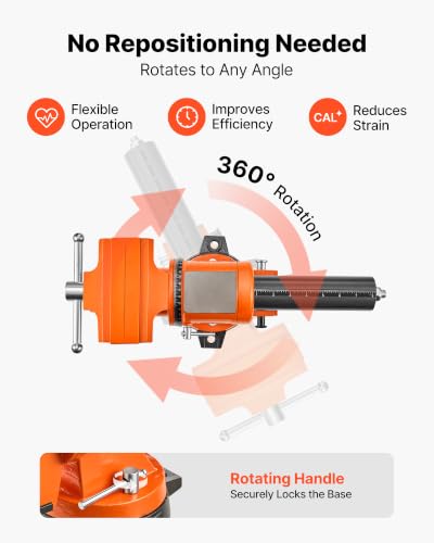 Image of VEVOR Heavy Duty Bench Vise, 6 inch Jaw Width, Double Swivel Rotating Multi-Purpose Bench Vise, with 360 Locking Swivel Base and Head, 2.8 inch Throat Depth, 6 inch Max Jaw Opening, for Drilling, Pipe Cutting