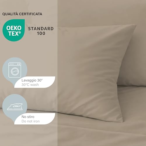 Hermet Set Lenzuola Letto Singolo In Tinta Unita, 3 Pezzi, Lenzuolo Con Angoli, Lenzuolo Piano, Federa 50X80, Angolo 30 Cm, Morbida Microfibra, Certificato Oekotex, No Stiro - 4