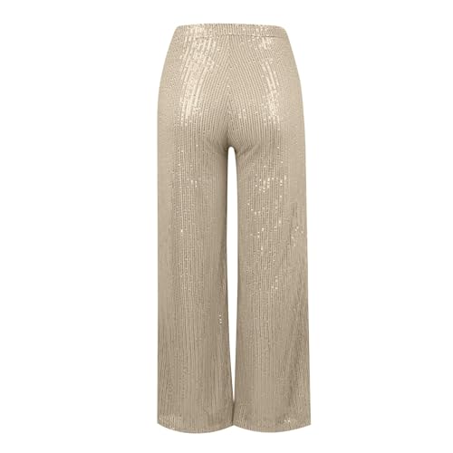 Generic Sequin Pants Women Fashion High Waist Pant Sparkly Wide Leg Trousers Elastic Loose Side Zipper Shiny Pants3