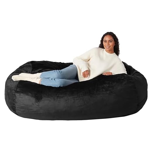 Amazon Basics Memory Foam Filled Bean Bag with Microfiber Cover, Lounger-6', Black, Solid