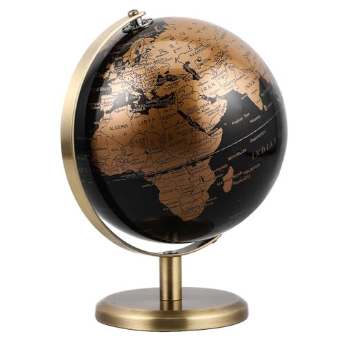 LALADEFIEE Globo Vintage de Escritorio Rotatorio con Soporte de Bronce para Decoración Elegante Oficina y Hogar Adorno Geográfico Interactivo Europeo de Lujo