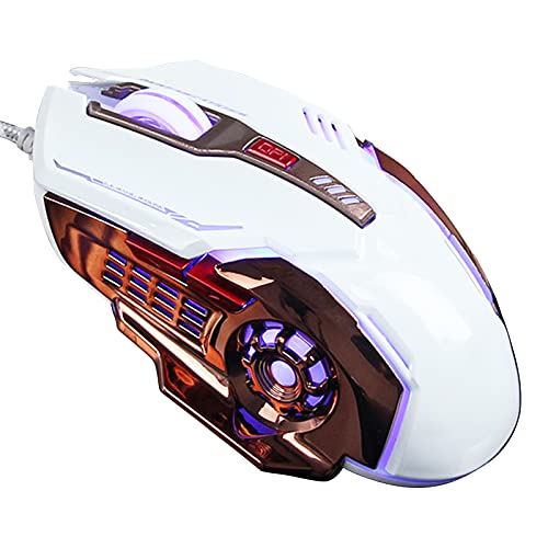 Newrys USB Mouse Portable 3200DPI 6 Button USB Wired Gaming Mouse Creative White
