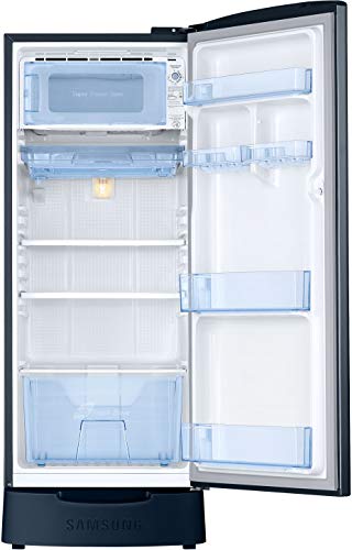 Image of Samsung 183 L, 2 Star, Digital Inverter, Direct-Cool Single Door Refrigerator (RR20C2812U8 /NL, Blooming Saffron Blue, Base Stand Drawer)