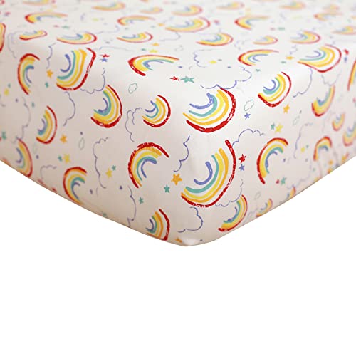 Image of Baby Girl Nursery Sheet - microfiber Fitted crib sheet Baby Sheet for Standard Crib and Toddler mattresses Nursery Bedding Sheet Crib Mattress Sheets for Boys and Girls 1 Pack Rainbow - by UOMNY