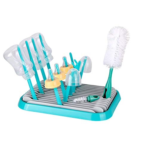 escurridor para biberones de bebé,Estante de secado de botellas de bebé soporte de vajilla para platos de bebé, tazas de bebe y pezones (verde)