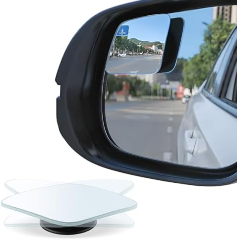LivTee Blind Spot Mirror,Asymmetric Fan Shaped HD Glass Frameless Convex Rear View Mirror with wide angle Adjustable Stick for Cars SUV and Trucks, Pack of 2
