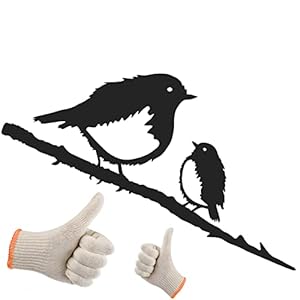 Robin Metal Bird Garden Ornaments Outdoor, Black Rust proof Accessories Outdoor Decor, Artwork Decorations, British…