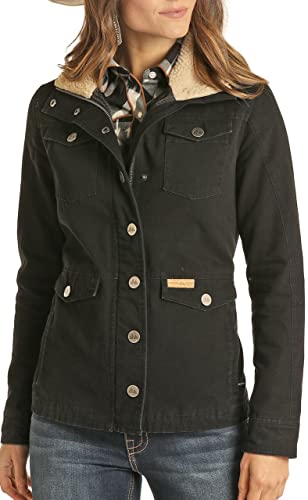 Ladies Brushed Cotton Canvas Performance Rancher Jacket In Black 52-1029 (Small) #TOP1