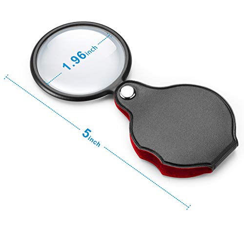 2Pcs Upgrade 10X Small Magnifying Glasses For Kids/Senior, Pocket Magnifier For Reading/Close Work, Mini Folding Magnifying Magnify Glass With Protective Sheath, Ideal For Repairing/Hobby/Coins, 1.96" #TOP5