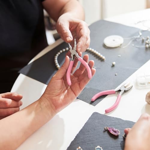 Image of Mudder 2 Pieces Jewelry Making Tool Bail Making Pliers 6 in 1 Jewelry Wire Bending Pliers for Beading Looping Shaping Wire DIY Crafts(Pink)