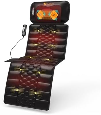 DOPICT Massage Mat, Detachable Neck Massager, Full Body Vibration Heating, Massage Pad with 10 Vibrating Motors and 9 Speed Settings for Home Office Use, Gift for Men Women Parents Christmas,Black