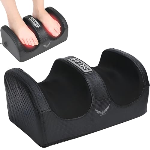 BORTONY Shiatsu Foot Massager Machine with Heat and Compression Foot and Calf Massager with Roller Relaxes Leg Muscles Improves Blood Circulation Deep Tissue Massager Gift for Mom and Dad (Black)