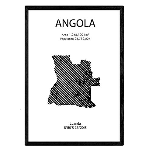 Nacnic Affiche de l'Angola. Feuilles de pays et continents. format A4