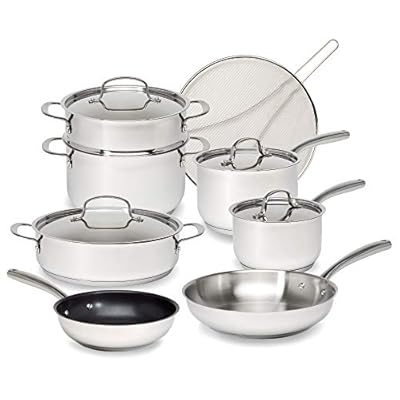 Goodful Classic Stainless Steel Cookware Set with Tri-Ply Base, Impact Bonded Pots and Pans, Dishwasher Safe, 12-Piece