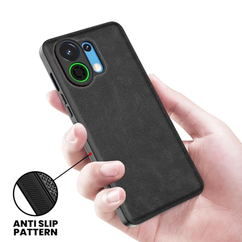 Image of Kapa Tux Leather Back Cover for Oppo K13 Turbo / K13 Turbo Pro | Slim Shockproof Camera Protection Bumper Case (Black)