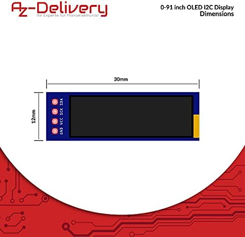 AZDelivery I2C 0.91-inch OLED Display SSD1306 128x32 Pixels IIC 3.3V 5V White Character Display Compatible with Arduino and Raspberry Pi Including E-Book! (Pack of 3)