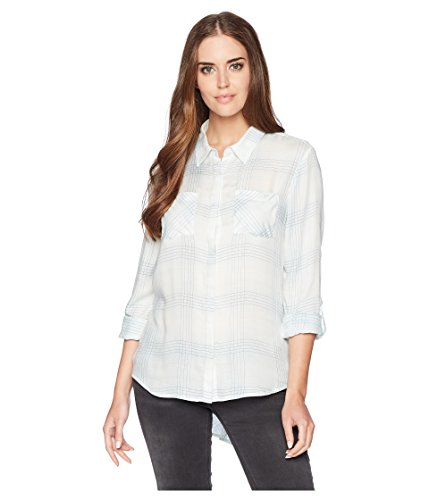 Pendleton Women's Plaid Roll Sleeve Soft Shirt, Pastel Blue Ombre, XS