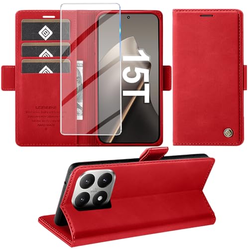 Protection Xiaomi 15T 5G en cuir rouge pour vos sorties