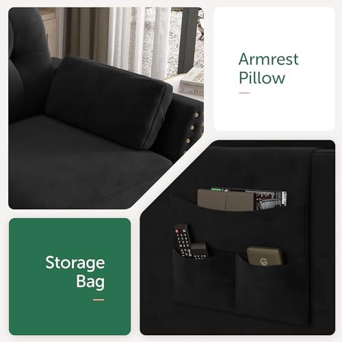 image for HONBAY Velvet Convertible Sectional Sofa L Shaped Couch with Storage O