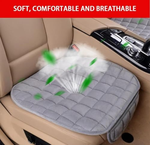 Image of Breathable Car Seat Cushion Cover Set with Memory Foam Padding & Storage Pouch - Universal Anti-Slip Front and Rear Seat Protector Mat for Cars, SUVs and Sedans (Grey Combo)