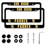2 Packs License Plate Frames for Padres, Matte Black License Plate Covers, Universal Aluminum Tag Frame Holder for Front and Rear Car Tags