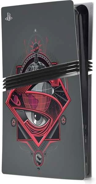 Skinit Decal Gaming Skin Compatible with PS5 Pro Console - Officially Licensed DC Comics Superman Comic Pattern Logo in Red Design