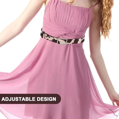 Gatuida Cow Print Belt, Adjustable PU Leather Western Belt for Women, Animal Print, 39.37 x 1.14 Inches2