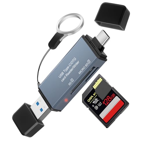 AXFEE Lecteur de Carte SD/Micro SD 2 en 1 - USB 3.0 et USB C Adaptateur Mémoire en Aluminium - Compatible avec Mac, iPhone 15, Caméra