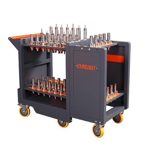 LYREIGN Large Capacity CNC Tool Holder Storage Cart for Mechanic Factory Garage, Multi-Purpose CNC Tool Holder Transfer Cart, CNC Tool Holder Utility Carts with Wheels