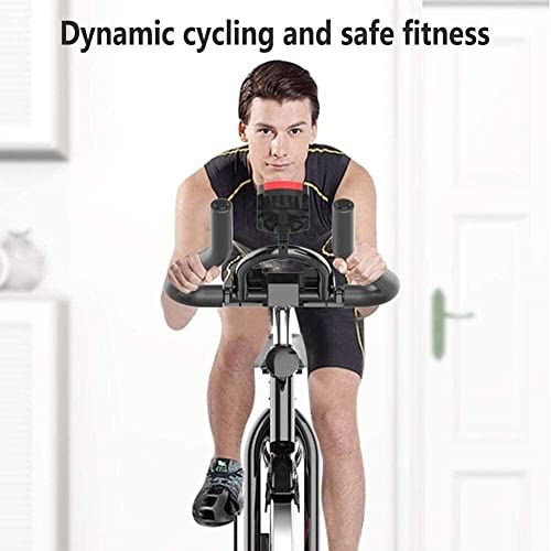 Image of Exercise Bike - Indoor Cycling Bike for Home Gym with Comfortable Seat Cushion LCD Monitor Belt Drive Flywheel Smooth Quiet