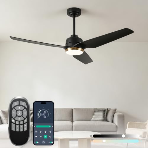 Quiet Ceiling Fan with Lights, 3CCT Dimmable, 6-Speed, Reversible DC Motor by Cynphony - Used condition - US$39.95