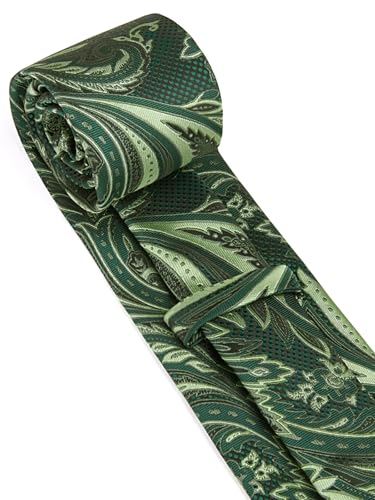 Image of HISDERN Ties for Men Paisley Floral Tie Handkerchief Classic Woven Business Formal Necktie and Pocket Square Set Wedding