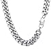 Produktbild PROSTEEL Panzerkette 14mm breit Herren Halskette Edelstahl Schwer Kubanische Gliederkette 46cm/18 Kettelänge Hip-Hop Street Style Schmuck für Männer Jungen, silber