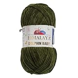 1 Skein/Pack Himalaya Dolphin Baby Chenille Yarn, Each Ball 100 gr (3.5 oz), 120 m (132 Yards), 100% Polyester, Super Bulky Baby Blanket Velvet Amigurumi Yarn, 80361 - Olive Drab