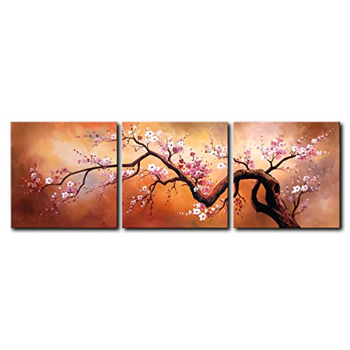 VASTING ART 5-Panel 100% Hand-Painted Oil Paintings Landscape Human Body Couple Love Trees Couple Modern Abstract Artwork Stretched Wood Framed Ready Hang Home Decoration Wall Decor Living Bedroom Red