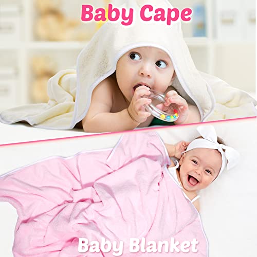 6 Pack Baby Bath Towel, Coral Fleece Soft Absorbent Newborn Hooded Towel For Kids, 30 X 30 Inch Hooded Baby Toddler Bath Blanket Towel For Babies Toddler Infant Shower Gift Supplies (Pink, White) #TOP5