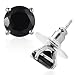 925 Sterling Silver Platinum Plated Round Black Tourmaline Stud Solitaire Earrings for Women Jewelry Gift Ct 3.5