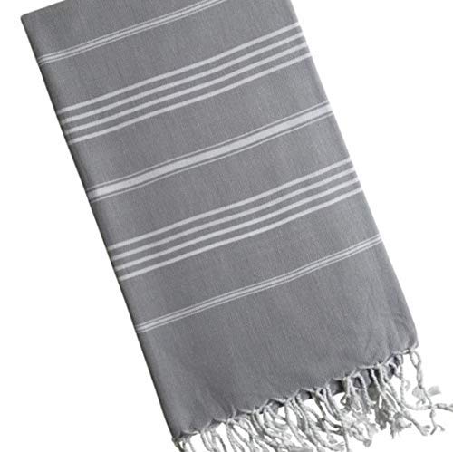 ANATURES Hamamtuch - Strandtuch 95x185cm Playa | Pre-Washed - Oeko-TEX® - Fairtrade - Gekämmte Bio Baumwolle | Saunatuch Badetuch Duschtuch Pestemal Fouta Pareo XL (Dunkelgrau) - 3