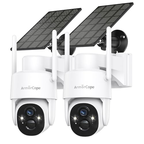 Solar Security Cameras Wireless Outdoor,360 View Battery Powered with Spotlight Color Night Vision,2K WiFi Home Security,PIR Sensor,Wireless Easy Install, 2.4 GHz Wi-Fi