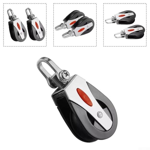 Bloque de polea de nailon pesado – 2 poleas giratorias de polea única para uso marino e industrial, sistema de elevación fuerte y perfecto para elevación y aparejo
