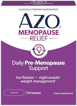 AZO® Daily Pre-Menopause Relief Perimenopause Supplements for Women, Hot Flash, Night Sweat and Healthy Weight Management Support* – 30 Count