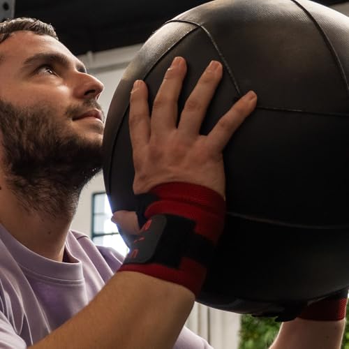 PICSIL Elastische Handgelenkbandagen mit Daumenschlaufe – Handgelenkstütze für Cross Training, Fitnessstudio und Gewichtheben (Einheitsgröße, Rot)